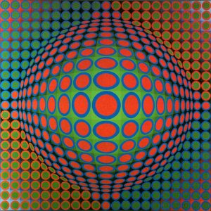 Auteur : Victor Vasarely Titre : Vega 200 Date : 1968 Dimensions : 200 x 200 cm Matériaux : Acrylique sur toile Lieu de conservation : Fondation Vasarely, Aix-en-Provence