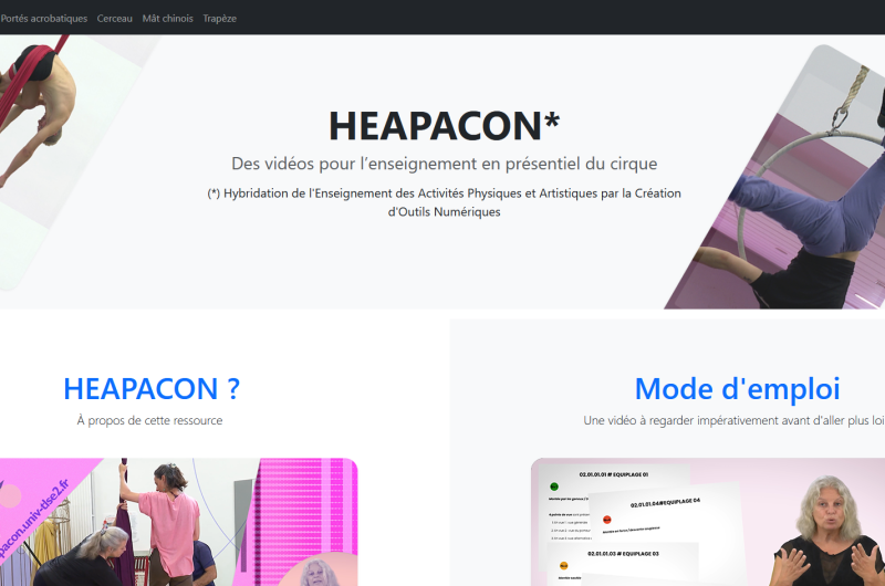 Capture d'écran de la page d'accueil de la ressource pédagogique HEAPACON