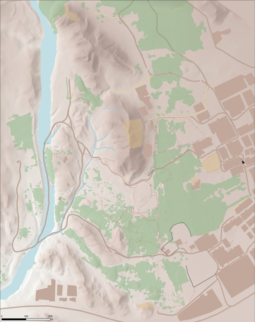 Topographie de l'oasis de Masafi (Réalisation Emmanuelle Regagnon, Carine Calastrenc, Thomas Sagory)