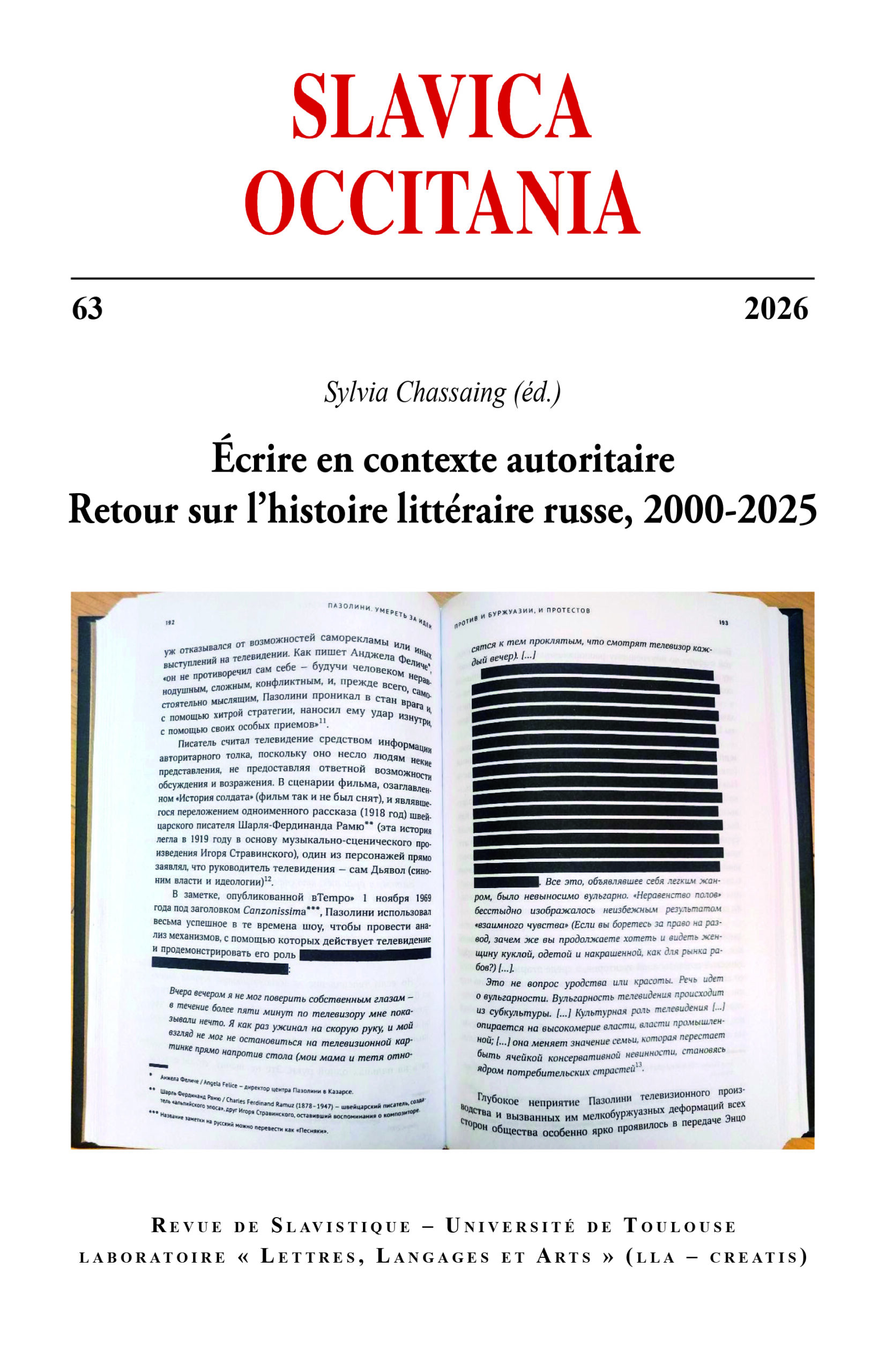 63 - Écrire en contexte autoritaire. Retour sur l’histoire littéraire russe, 2000-2025